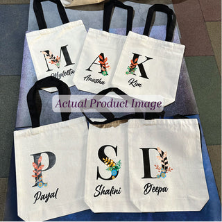 Initial & Name Canvas Tote Bag- Design 2