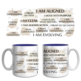 I Am Aligned Affirmation Mug | Mindful Growth & Intentional Living Coffee Mug
