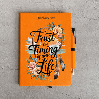 Personalised A5 Diary Gift Set with Name-Trust the Timing of Your Life