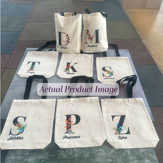 Initial & Name Canvas Tote Bag- Design 2