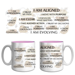 I Am Aligned Affirmation Mug | Mindful Growth & Intentional Living Coffee Mug