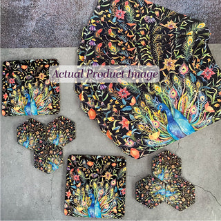 Placemats, Coaster and Trivet Set - Peacock Pattern