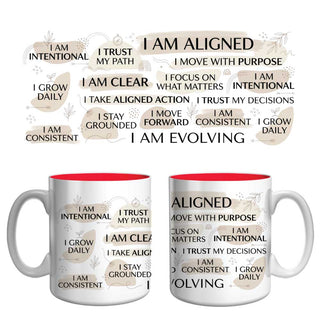 I Am Aligned Affirmation Mug | Mindful Growth & Intentional Living Coffee Mug