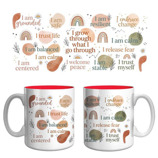 Grounded & Balanced Affirmation Mug | Mindfulness, Resilience & Inner Peace Coffee Mug