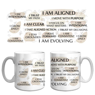 I Am Aligned Affirmation Mug | Mindful Growth & Intentional Living Coffee Mug