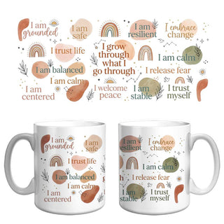 Grounded & Balanced Affirmation Mug | Mindfulness, Resilience & Inner Peace Coffee Mug