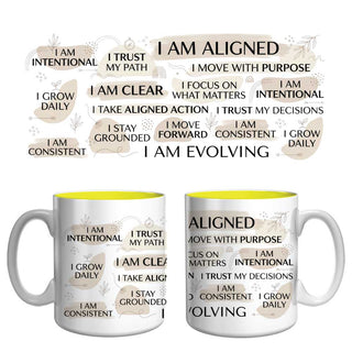 I Am Aligned Affirmation Mug | Mindful Growth & Intentional Living Coffee Mug