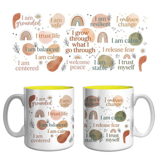 Grounded & Balanced Affirmation Mug | Mindfulness, Resilience & Inner Peace Coffee Mug