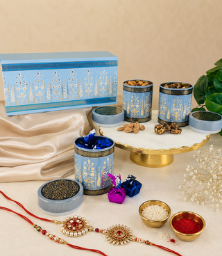 Rakhi Hamper 3 Jar Box - Blue