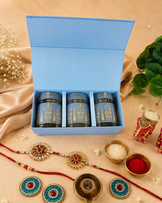 Rakhi Hamper 3 Jar Box - Blue