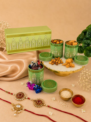 Rakhi Hamper 3 Jar Box - Green