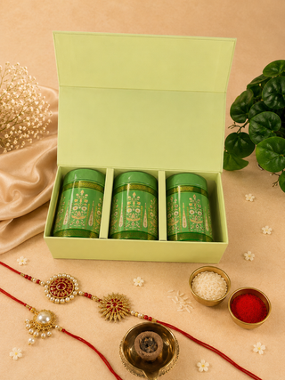 Rakhi Hamper 3 Jar Box - Green