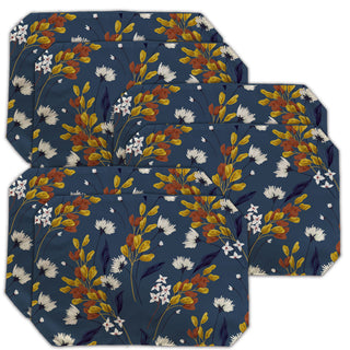 Placemats, Coaster and Trivet Set - Blue Floral Pattern
