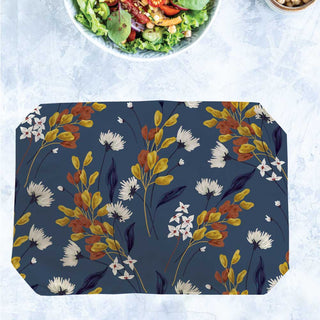 Placemats, Coaster and Trivet Set - Blue Floral Pattern