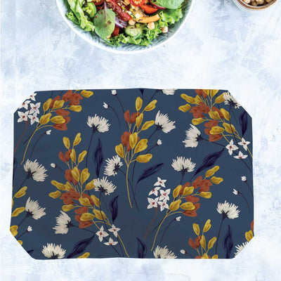 Placemats, Coaster and Trivet Set - Blue Floral Pattern