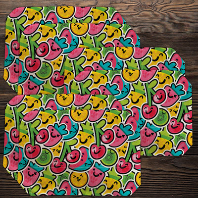 Placemats, Coaster and Trivet Set - Fruit Smiley Pattern