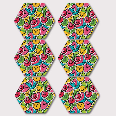 Placemats, Coaster and Trivet Set - Fruit Smiley Pattern