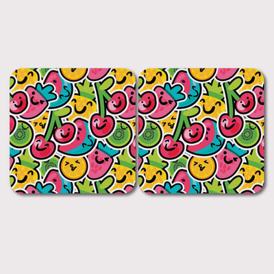Placemats, Coaster and Trivet Set - Fruit Smiley Pattern