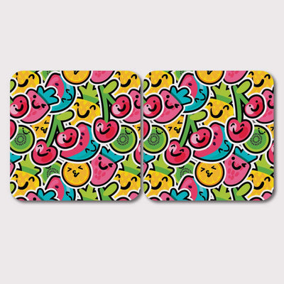 Placemats, Coaster and Trivet Set - Fruit Smiley Pattern