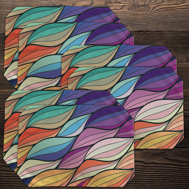 Placemats, Coaster and Trivet Set - Abstract Colorful Pattern