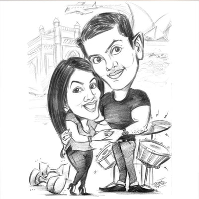 Digital Pencil Caricature for 2 Persons