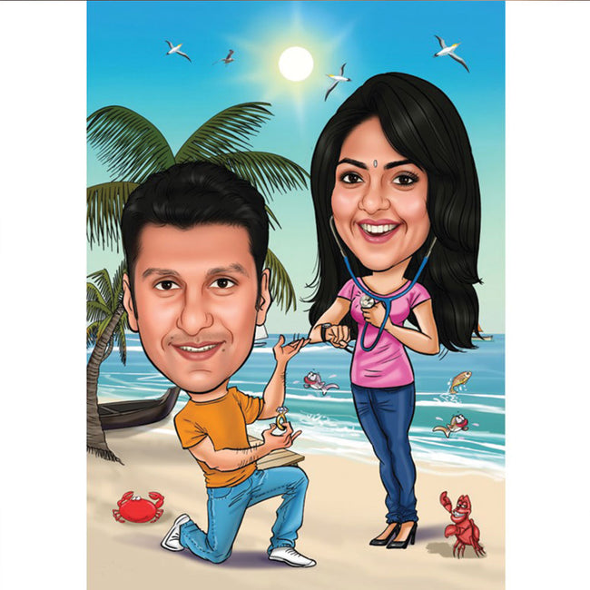 Digital Color Caricature for 2 Persons