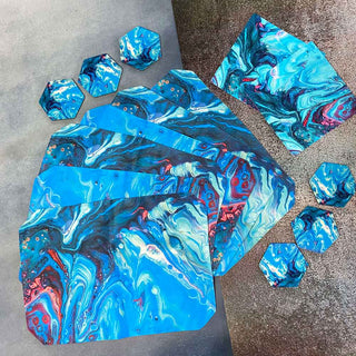 Placemats, Coaster and Trivet Set - Marble Blue