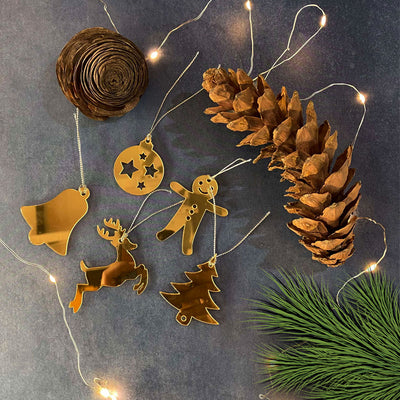 Golden Christmas Ornaments - Set of 5