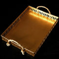 Jute Handle Metal Rectangle Tray