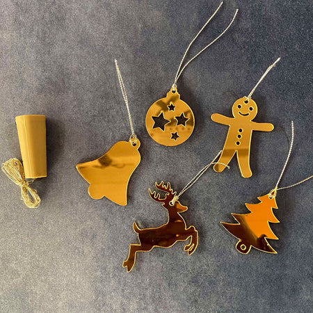 Golden Christmas Ornaments - Set of 5 | gingercrush.com