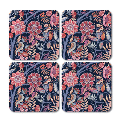 Floral Pattern Coaster - Set of 4