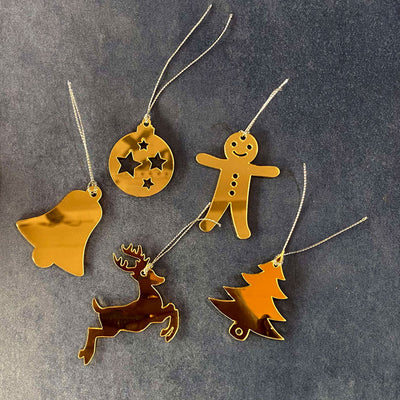 Golden Christmas Ornaments - Set of 5