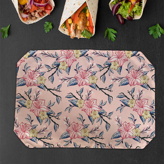 Placemats, Coaster and Trivet Set - Peach Floral Pattern