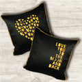 Love Art Black Cushion Cover - Gold Print