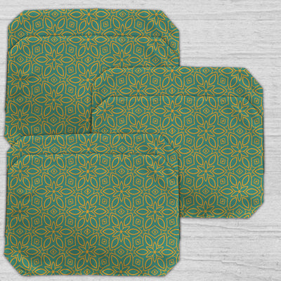 Placemats, Coaster and Trivet Set - Green Motif