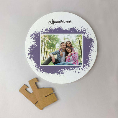 Round Photo Canvas with Stand- Family Memories