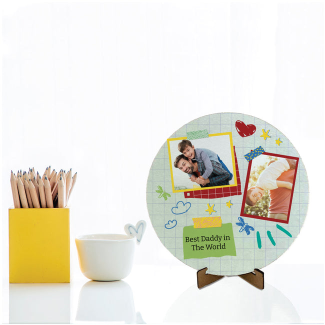 Round Photo Canvas with Stand-Best Dad/Mom