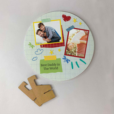 Round Photo Canvas with Stand-Best Dad/Mom
