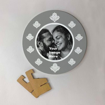 Round Photo Canvas with Stand-Special Moments Retro Style