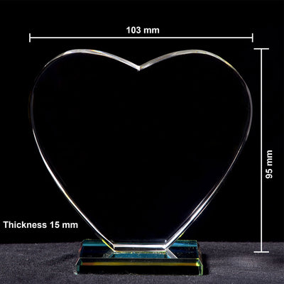 Engraved Heart Crystal with Base