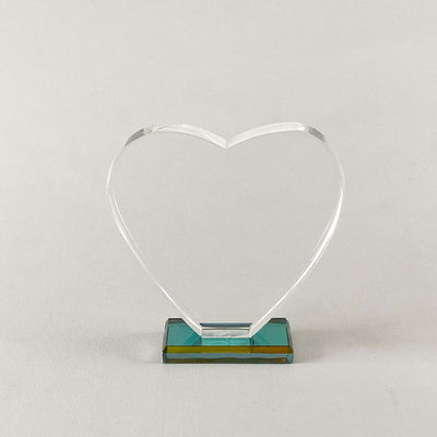 Engraved Heart Crystal with Base