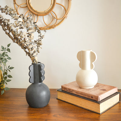 Oasis Black & White Stoneware Vase (Set of 2)