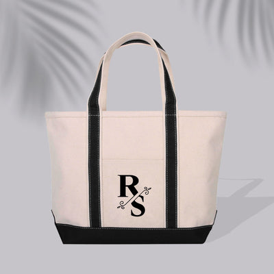 Beach Tote Bag - Split Initial