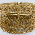 Golden Metal Mesh Round Box