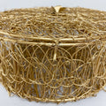 Golden Metal Mesh Round Box