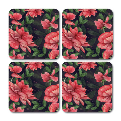 Roses Pattern Coaster - Set of 4