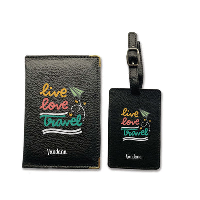 Passport Cover - Luggage Tag - Live Love Gift Set