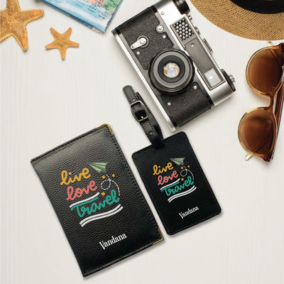 Passport Cover - Luggage Tag - Live Love Gift Set