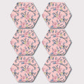 Placemats, Coaster and Trivet Set - Peach Floral Pattern