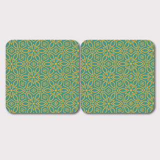 Placemats, Coaster and Trivet Set - Green Motif